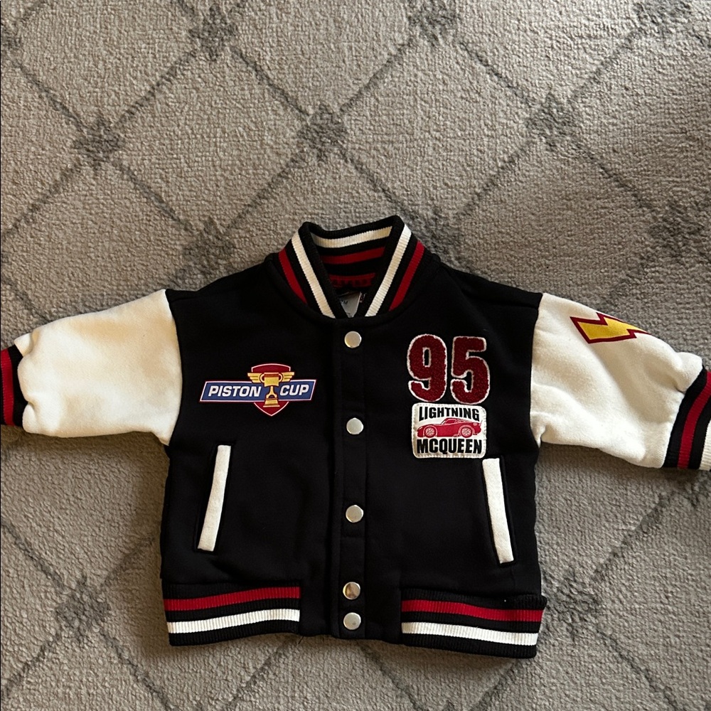 Disney Pixar Cars Lightning McQueen Varsity Bomber Jacket